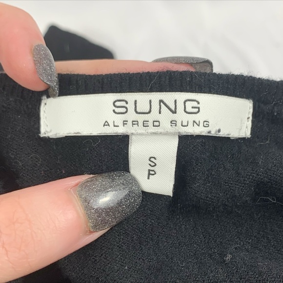 🖤 Alfred Sung Black Sweater with Layered Hem | Size Small 🖤 - Picture 10 of 12